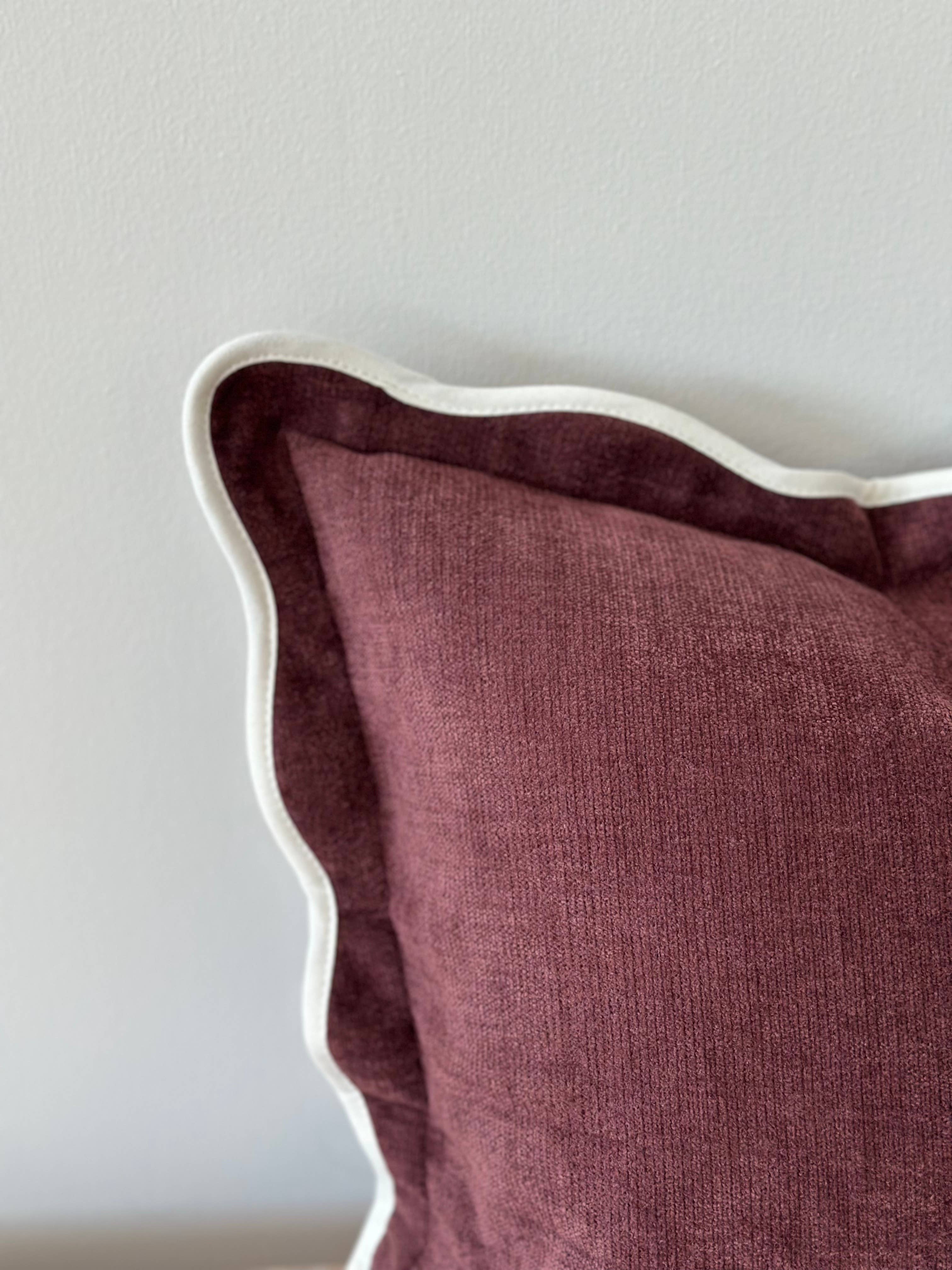 Chloe Plum Burgundy Scalloped Edge Cushion Cover 45x45cm