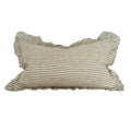 Hallie Olive Green Stripe Ruffled Linen Cushion Cover  50x30cm