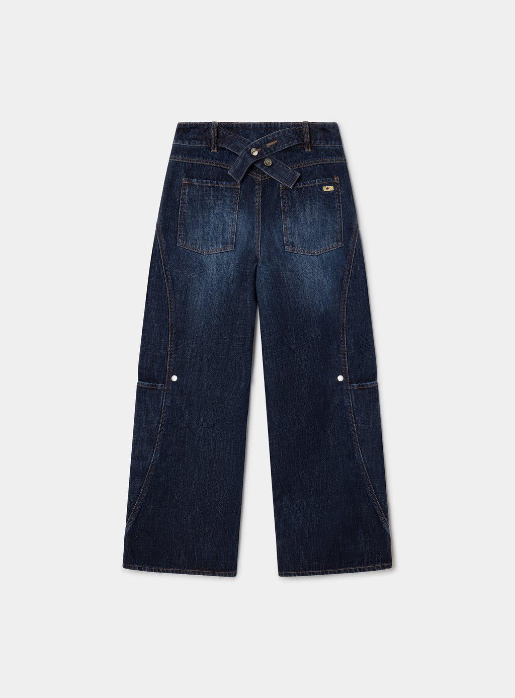 LAAGAM Rinse Blue Lodo Wide Leg Stud Detail Denim Jeans