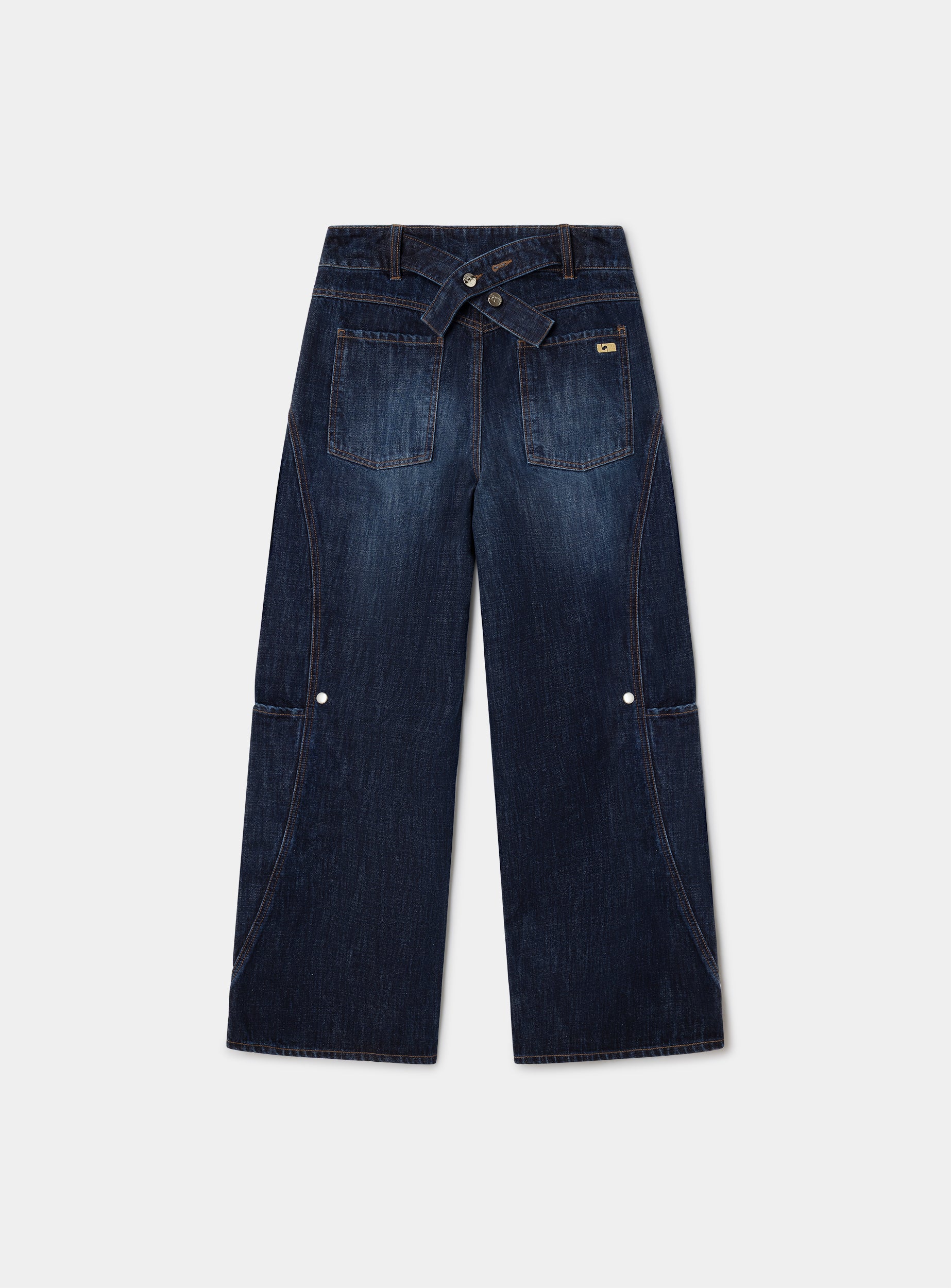 LAAGAM Rinse Blue Lodo Wide Leg Stud Detail Denim Jeans