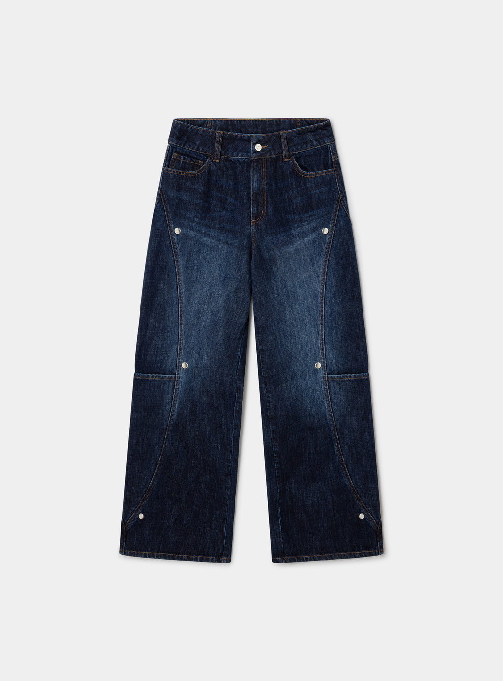 LAAGAM Rinse Blue Lodo Wide Leg Stud Detail Denim Jeans