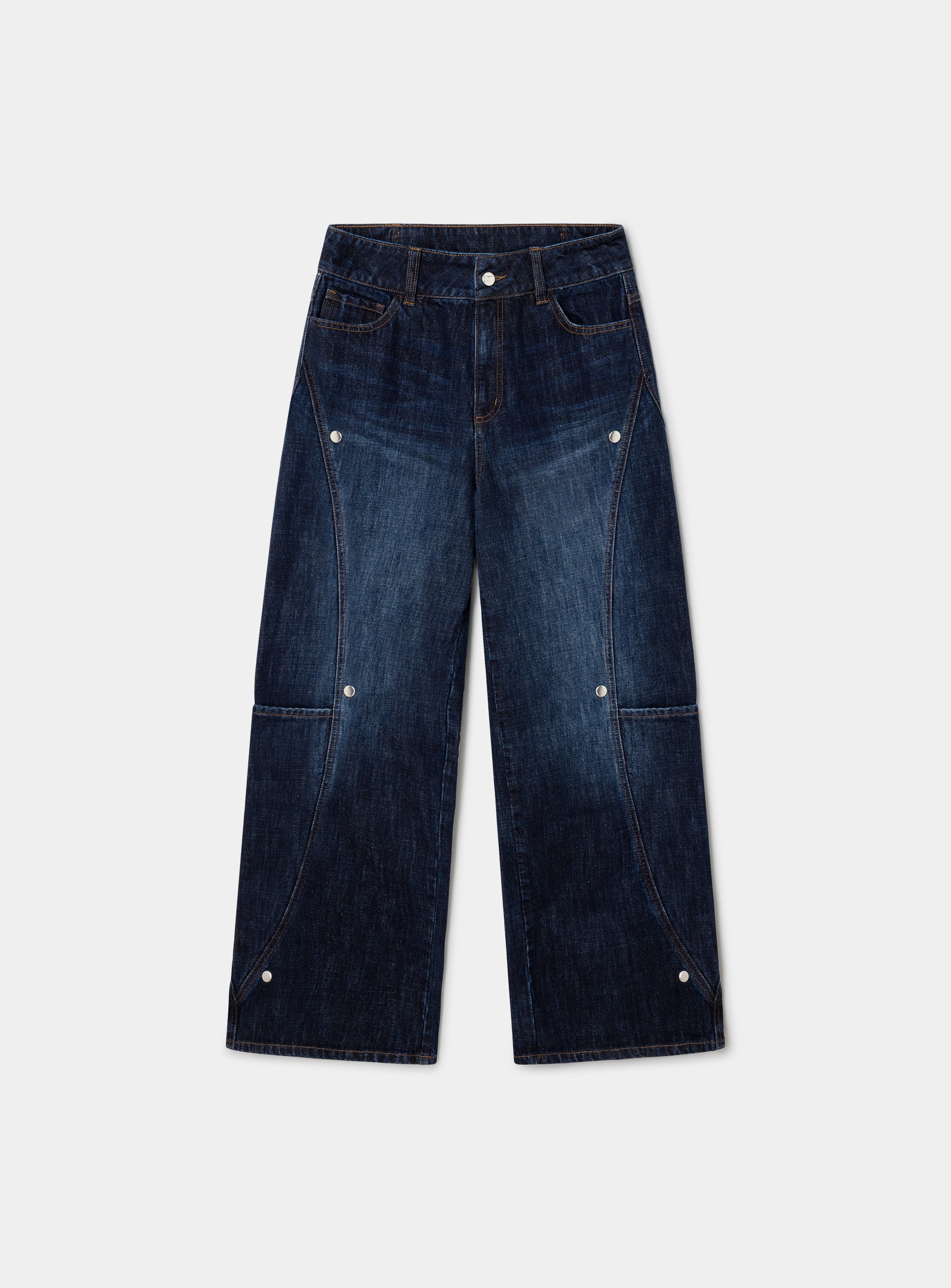 LAAGAM Rinse Blue Lodo Wide Leg Stud Detail Denim Jeans