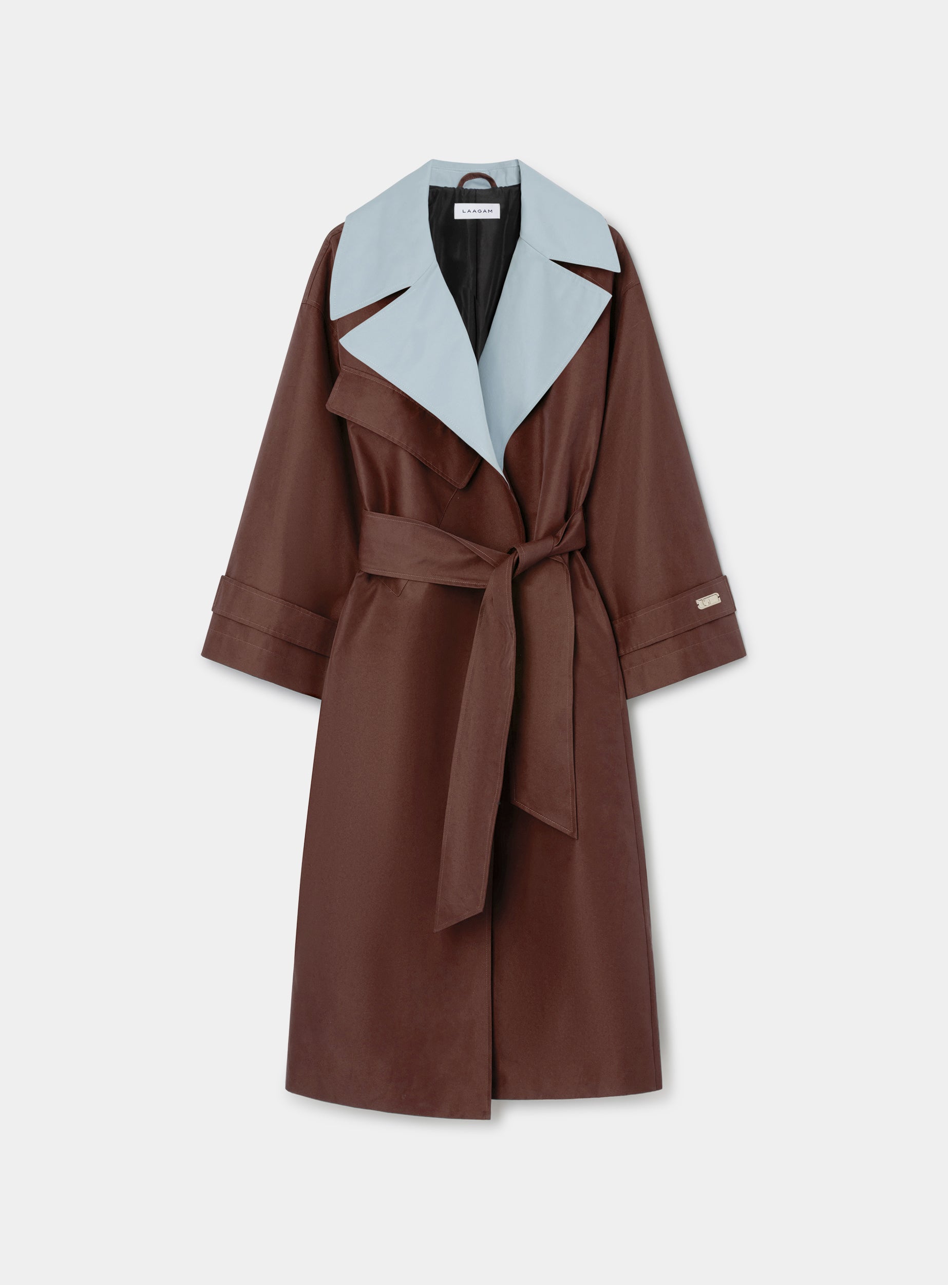 LAAGAM Brown & Blue Londres Oversize Waterproof Trench Coat