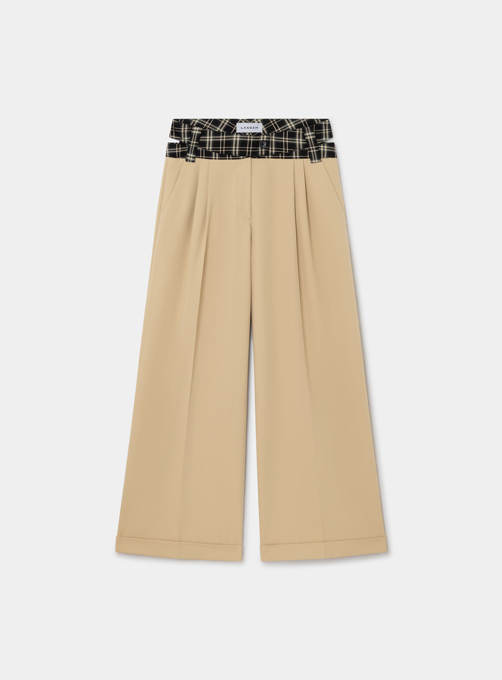 LAAGAM Camel Brown Smith Tailored Check Trousers