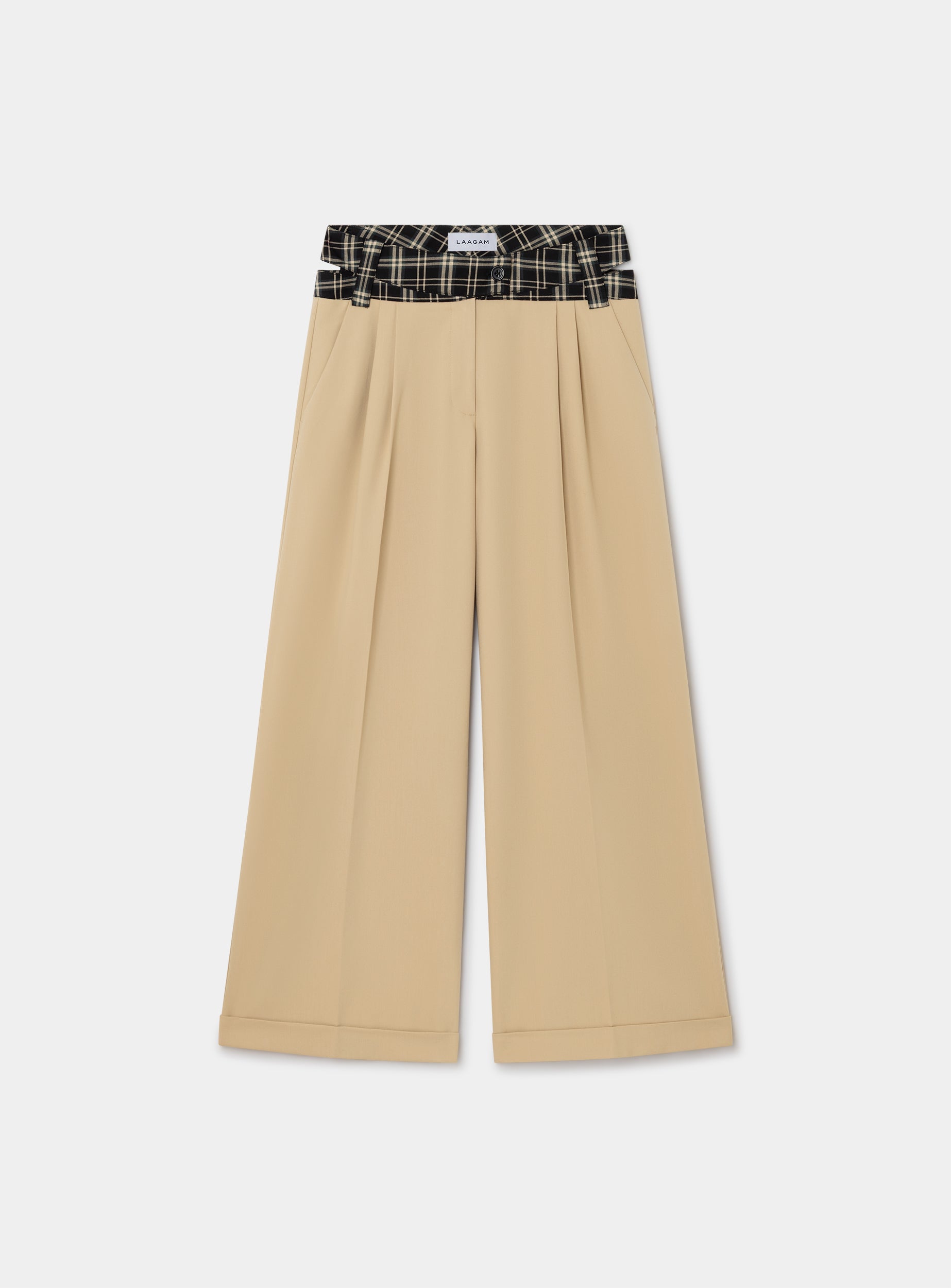 LAAGAM Camel Brown Smith Tailored Check Trousers