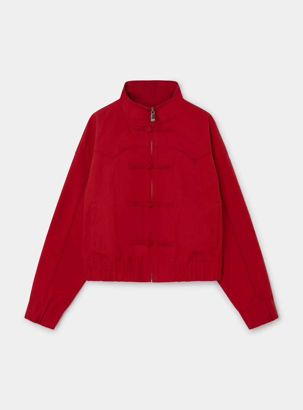 LAAGAM Red Sylvie Collar Bomber Jacket