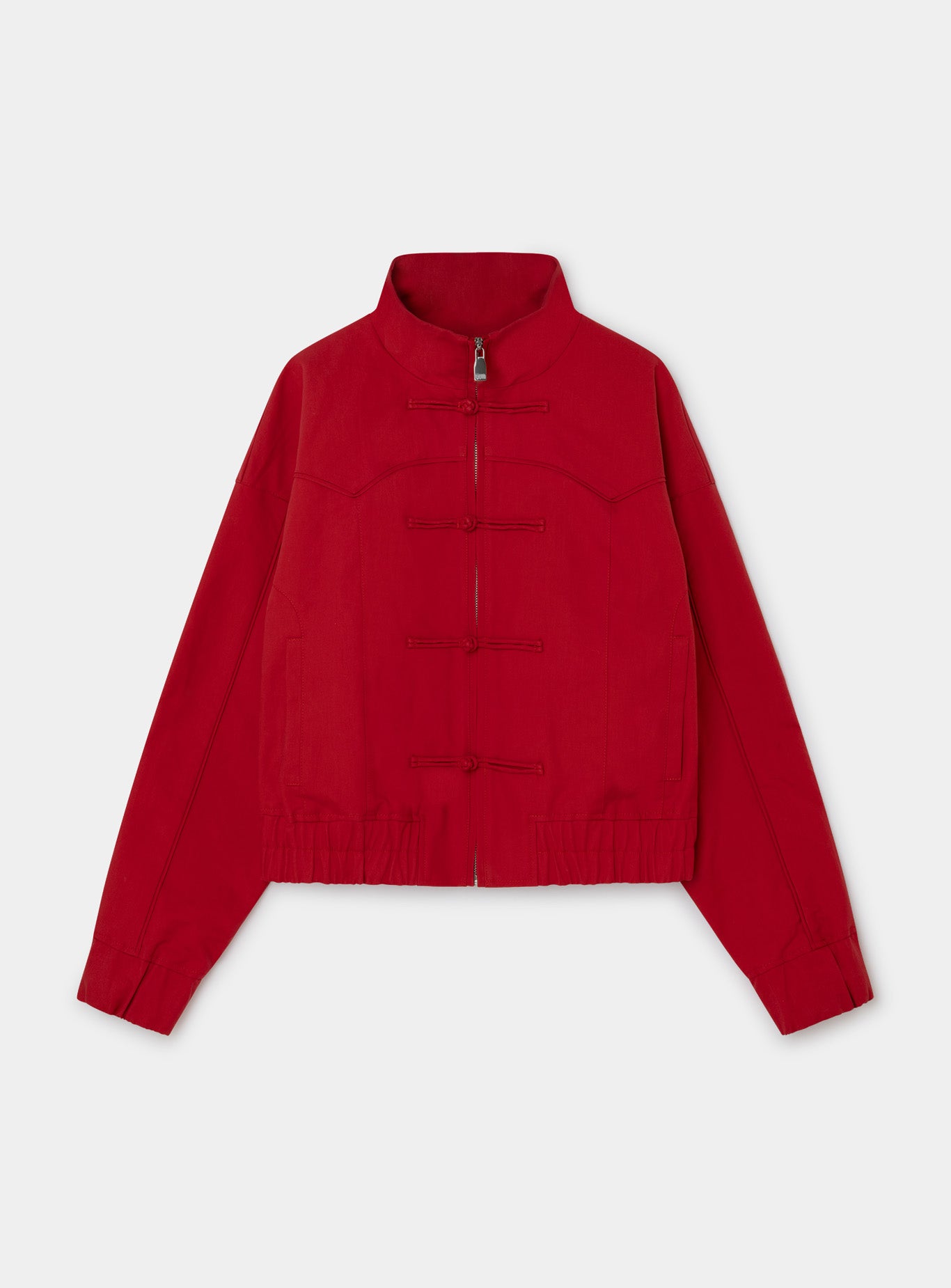 LAAGAM Red Sylvie Collar Bomber Jacket