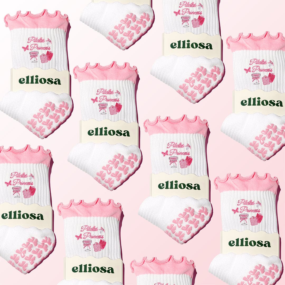 Elliosa White & Pink Pilates Princess Grip Socks