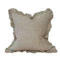 Olive Stripe Hallie Ruffled Linen Cushion Cover 53x53