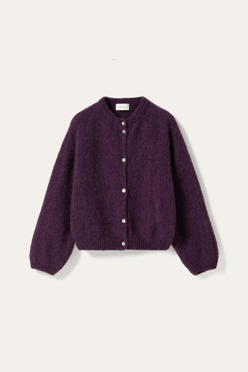 Noella Fig Purple Winter Bloom Knit Alpaca Wool Blend Cardigan