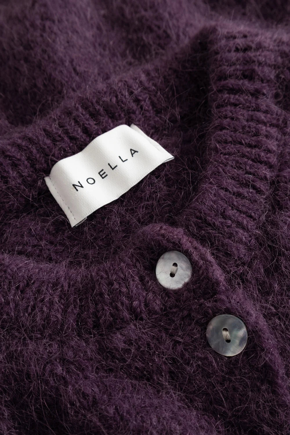 Noella Fig Purple Winter Bloom Knit Alpaca Wool Blend Cardigan