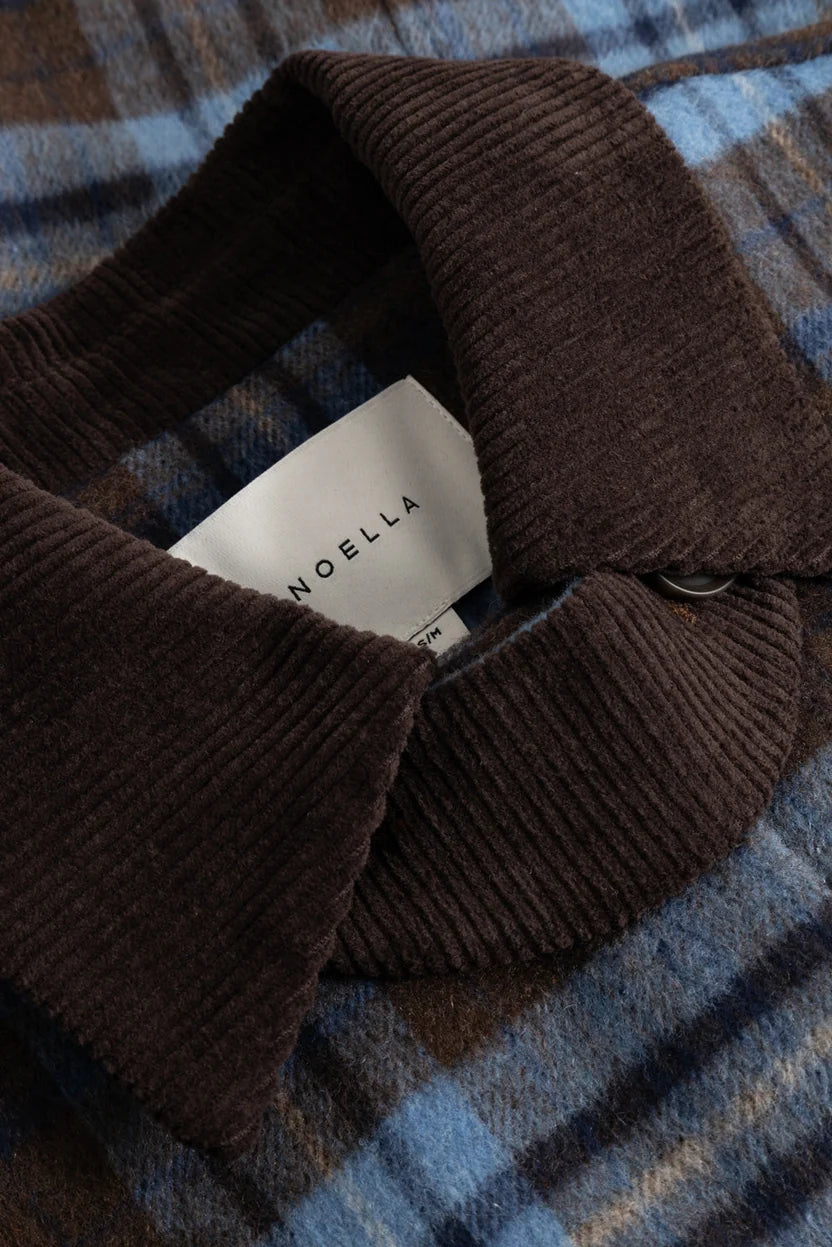 Noella Brown And Blue Check Maiya Boxy Wool Blend Jacket