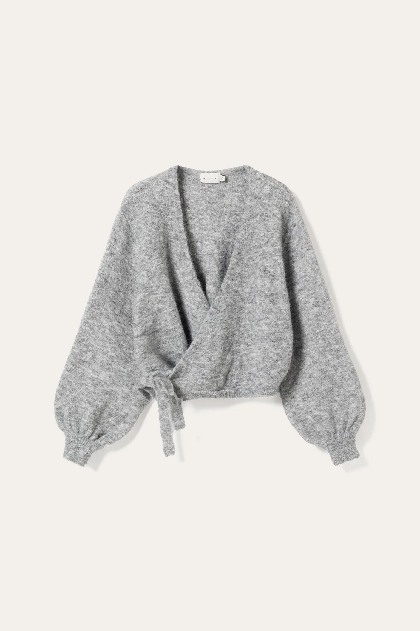 Noella Light Grey Maelee Knit Wrap Wool Blend Cardigan