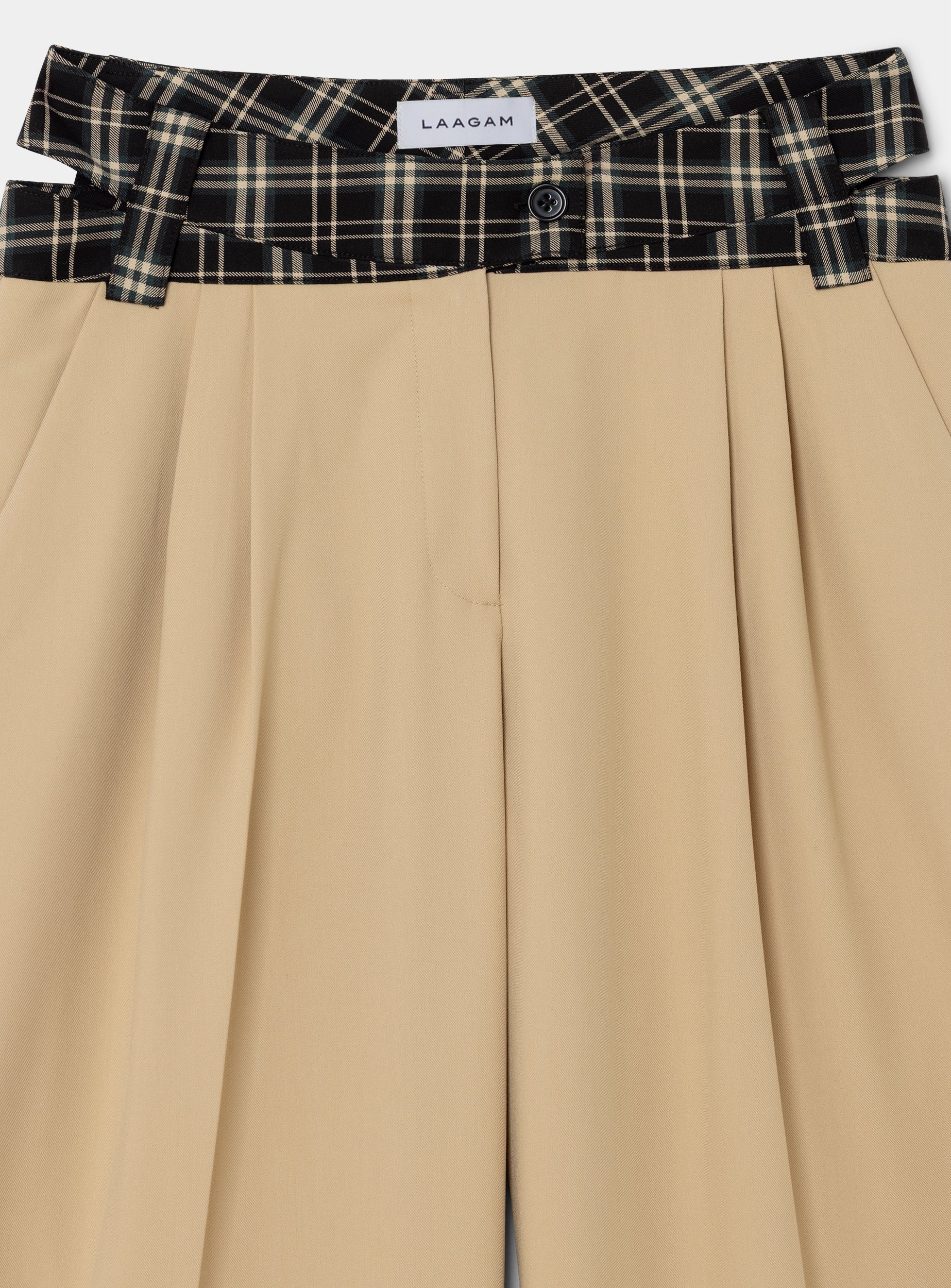 LAAGAM Camel Brown Smith Tailored Check Trousers
