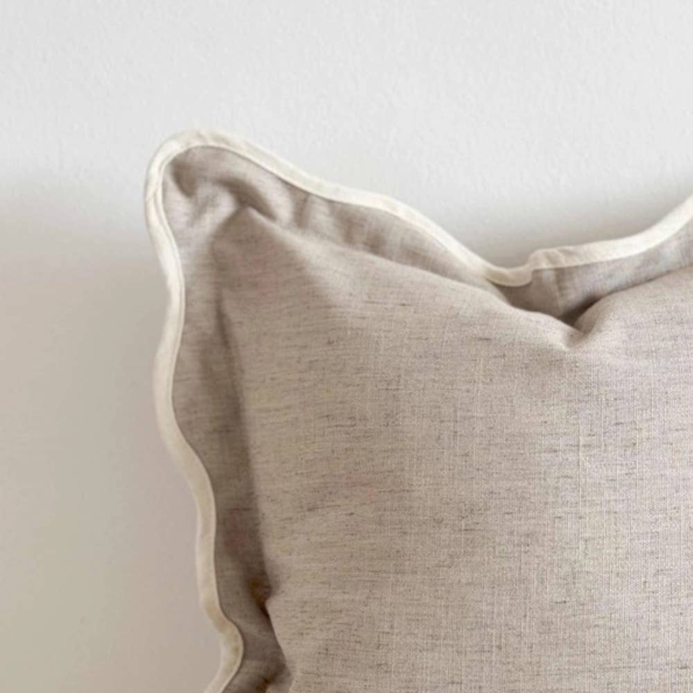 Chloe Greige Scalloped Edge Cushion Cover 55x55cm
