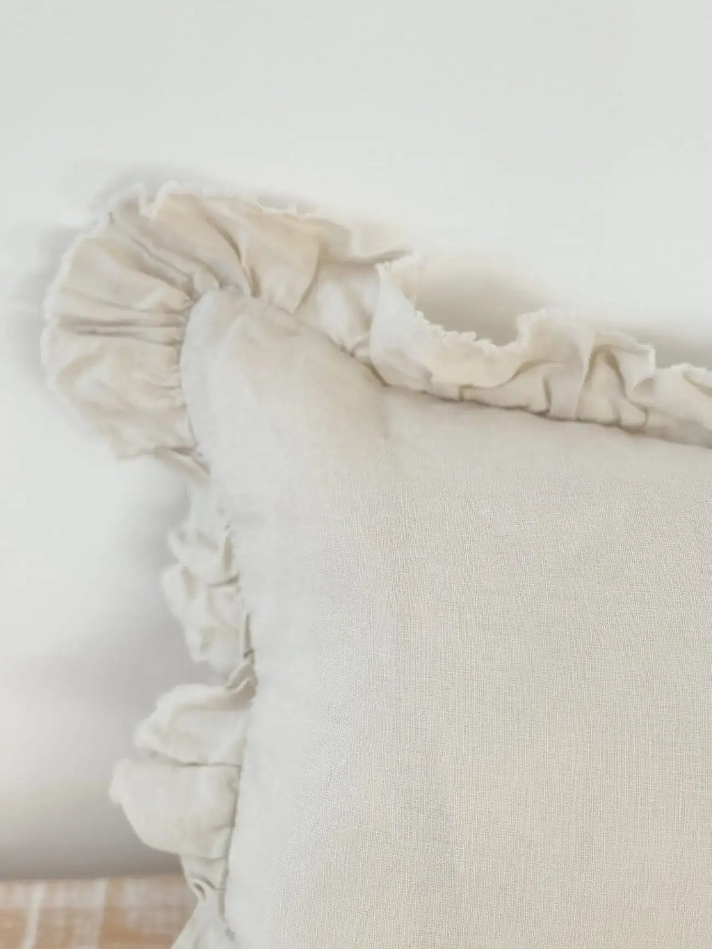 Ellenvale Interiors Cream Hallie Ruffled Linen Cushion Cover 53x53