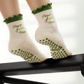 Elliosa Cream & Green Pilates & Matcha Grip Socks