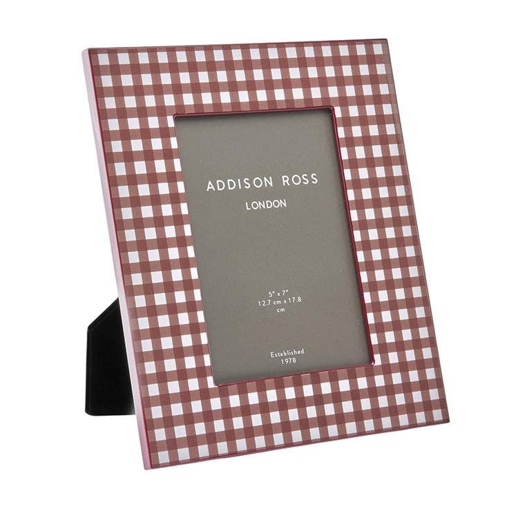 Cherry Red Gingham Lacquer Photo Frame