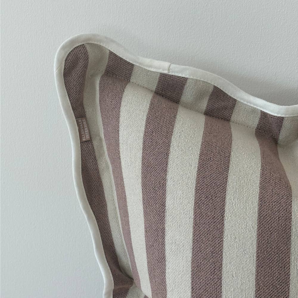 Chloe Dusty Pink Stripe Scalloped Edge Cushion Cover 45x45