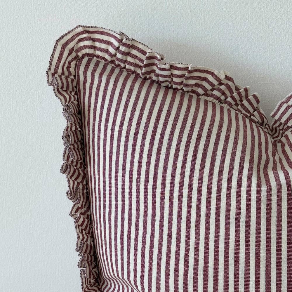 Darcy Burgundy Stripe Cushion Cushion Cover 45x45cm