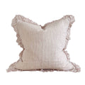 Hallie Light Pink Stripe Ruffled Linen Cushion Cover 45x45