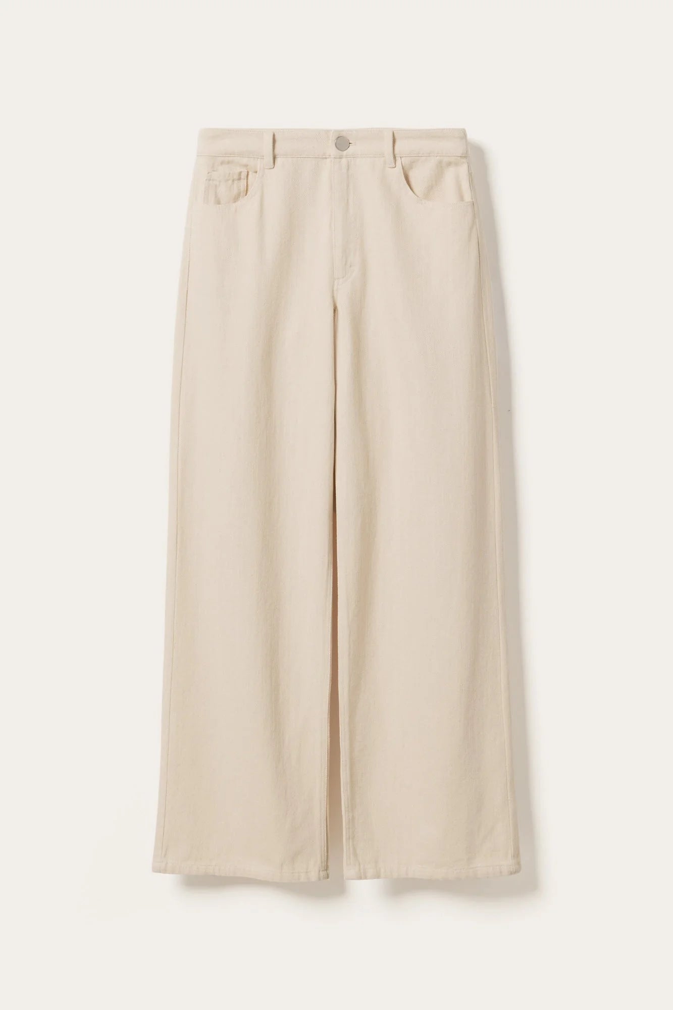 Noella Ivory Cream Melo Mid Rise Wide Leg Fit Cotton Denim Jeans