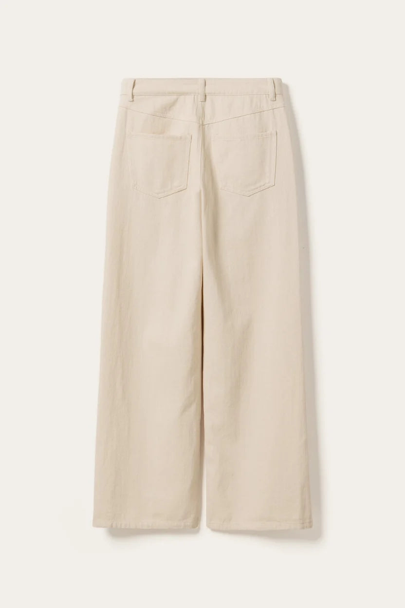 Noella Ivory Cream Melo Mid Rise Wide Leg Fit Cotton Denim Jeans