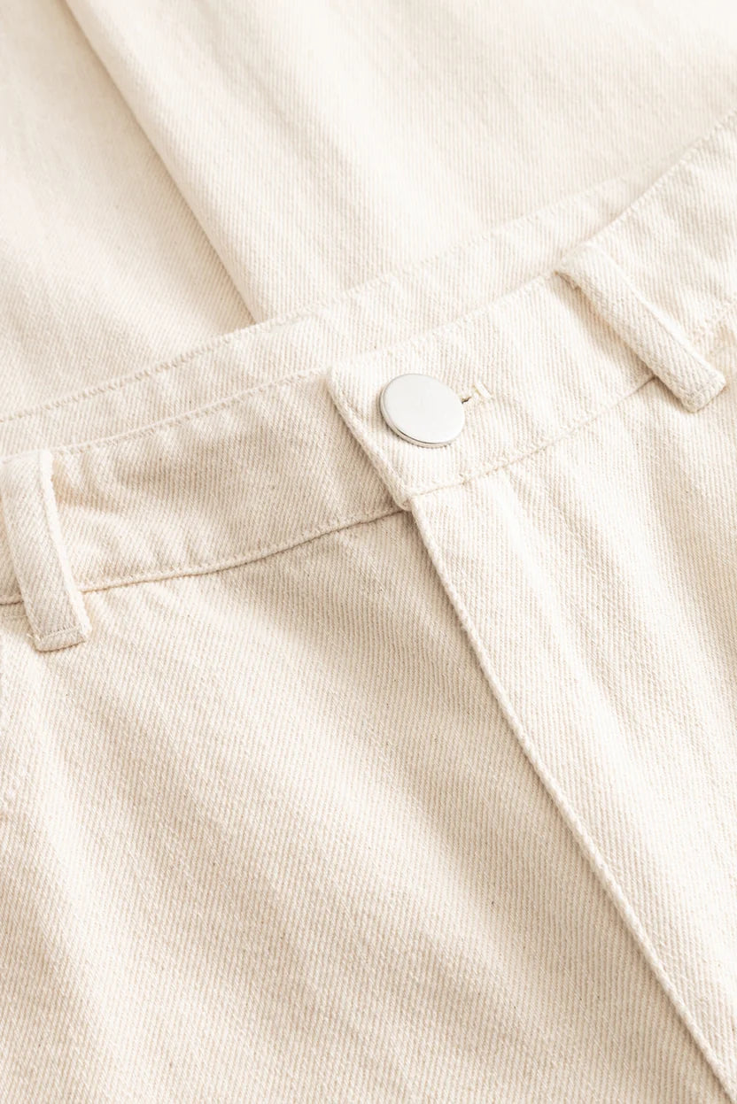 Noella Ivory Cream Melo Mid Rise Wide Leg Fit Cotton Denim Jeans