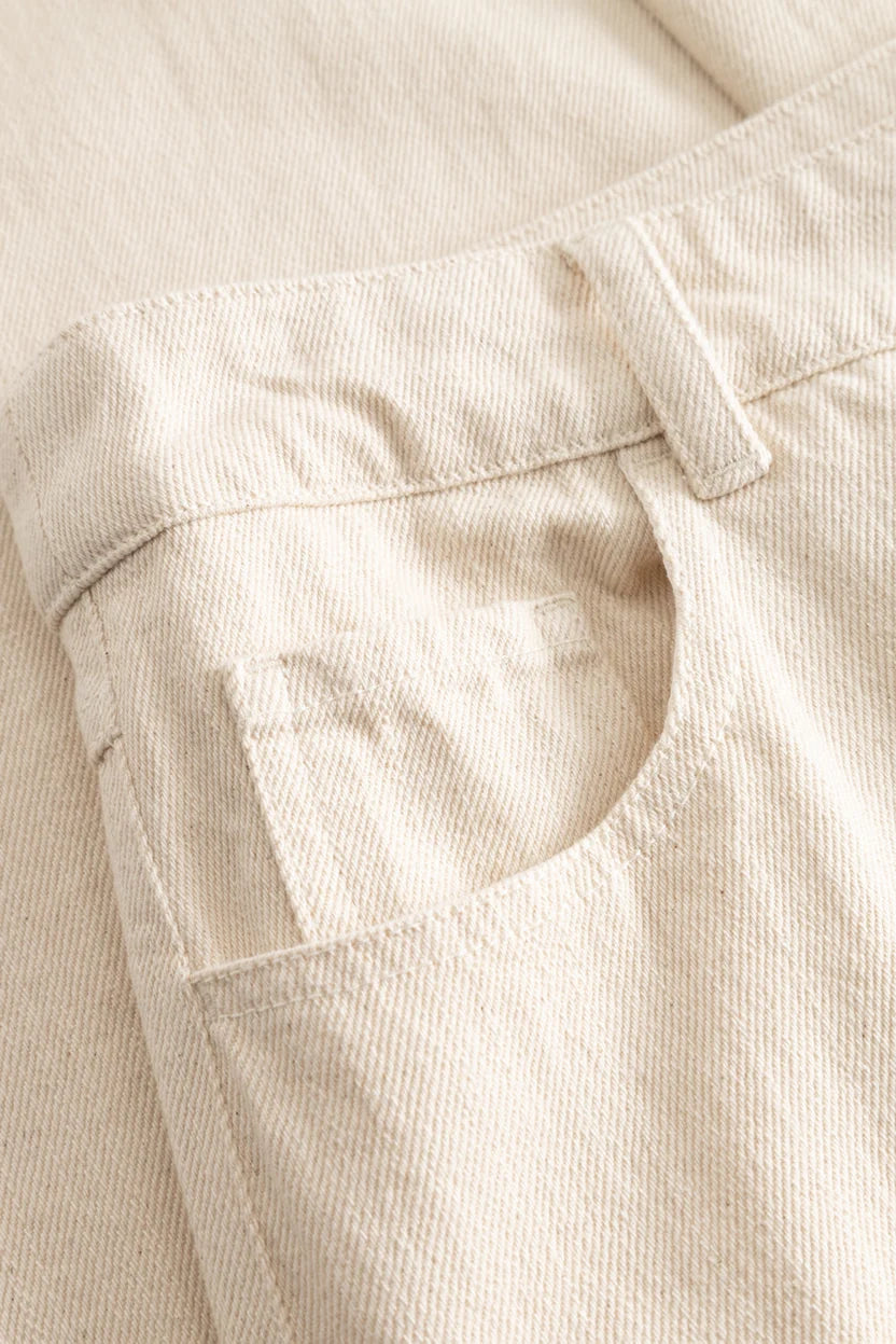 Noella Ivory Cream Melo Mid Rise Wide Leg Fit Cotton Denim Jeans