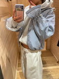 Ginny & Me Candy-Cane Blue Flared Waterproof Windbreaker Jacket