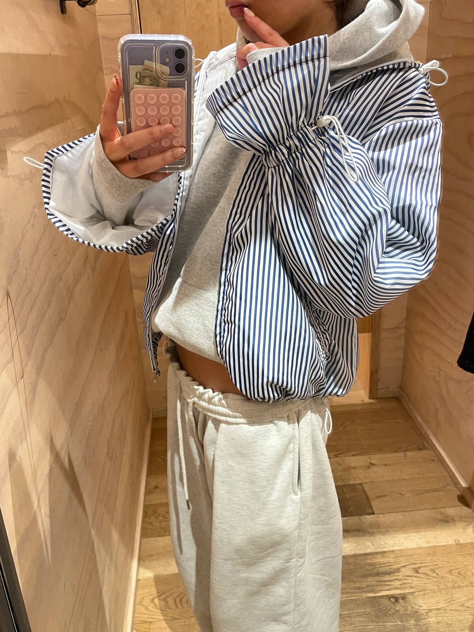Ginny & Me Candy-Cane Blue Flared Waterproof Windbreaker Jacket