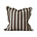 Chloe Brown Bold Stripe Scalloped Edge Cushion Cover 45x45cm