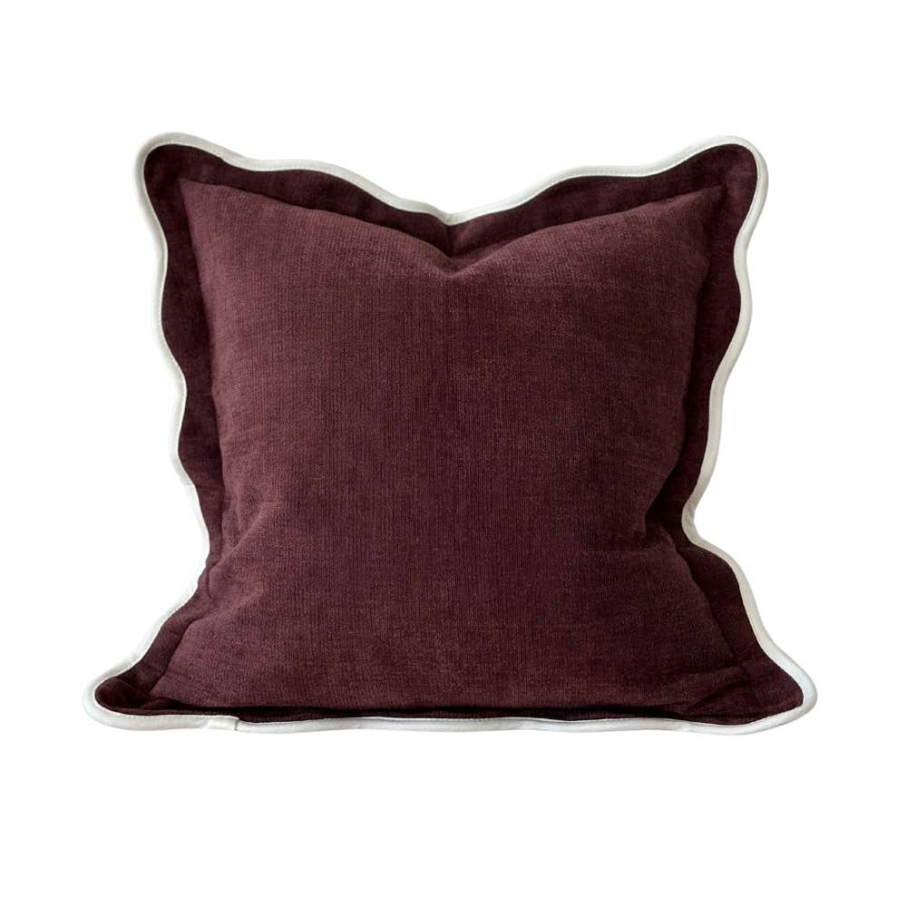 Chloe Plum Burgundy Scalloped Edge Cushion Cover 45x45cm