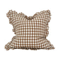 Hallie Brown Gingham Ruffled Linen Cushion Cover 45x45cm