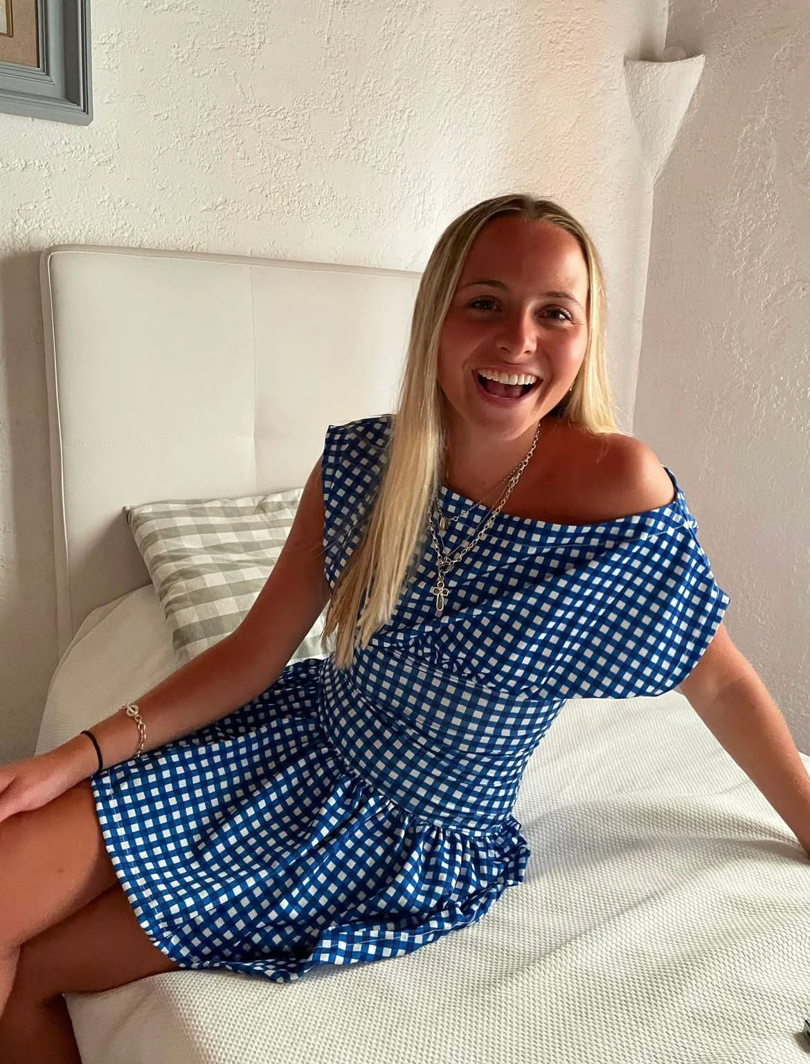 Ginny & Me Cobalt Blue Gingham The Mini Dress