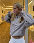 Ginny & Me Beige Gingham Flared Waterproof Windbreaker Jacket