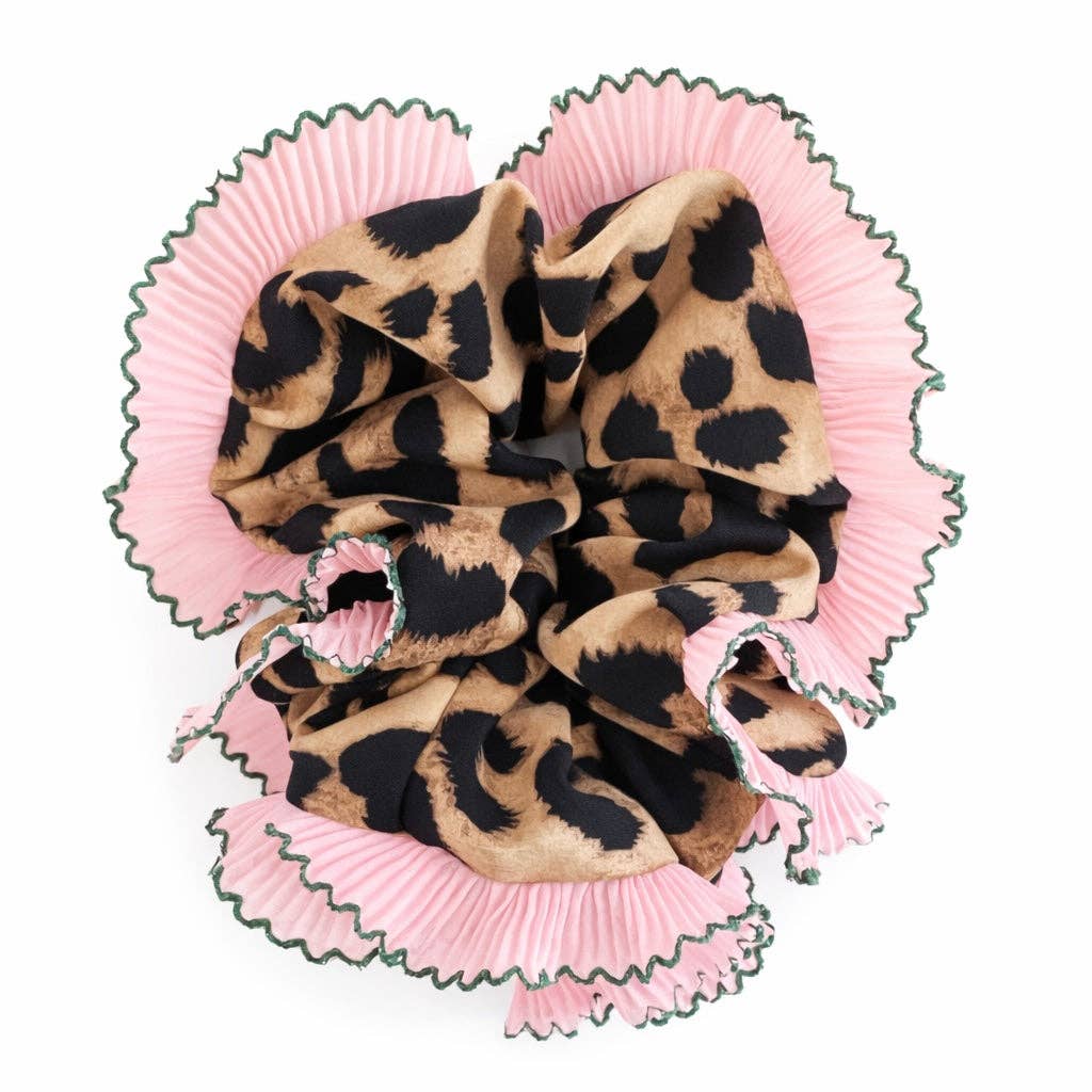 Pink Leopard Print Hair Scrunchie