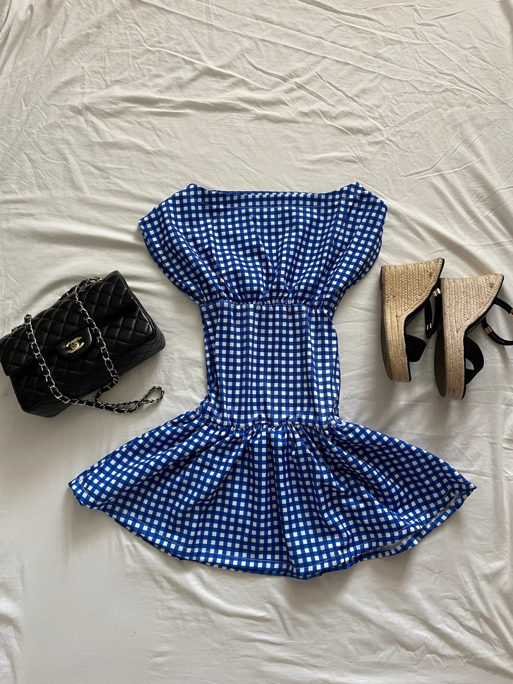 Ginny & Me Cobalt Blue Gingham The Mini Dress
