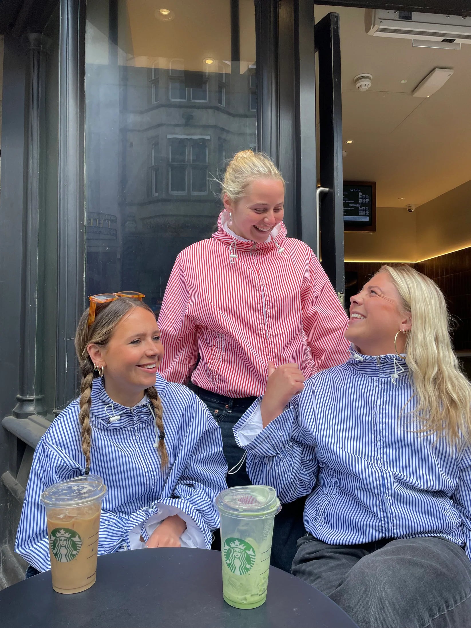 Ginny & Me Candy-Cane Blue Flared Waterproof Windbreaker Jacket