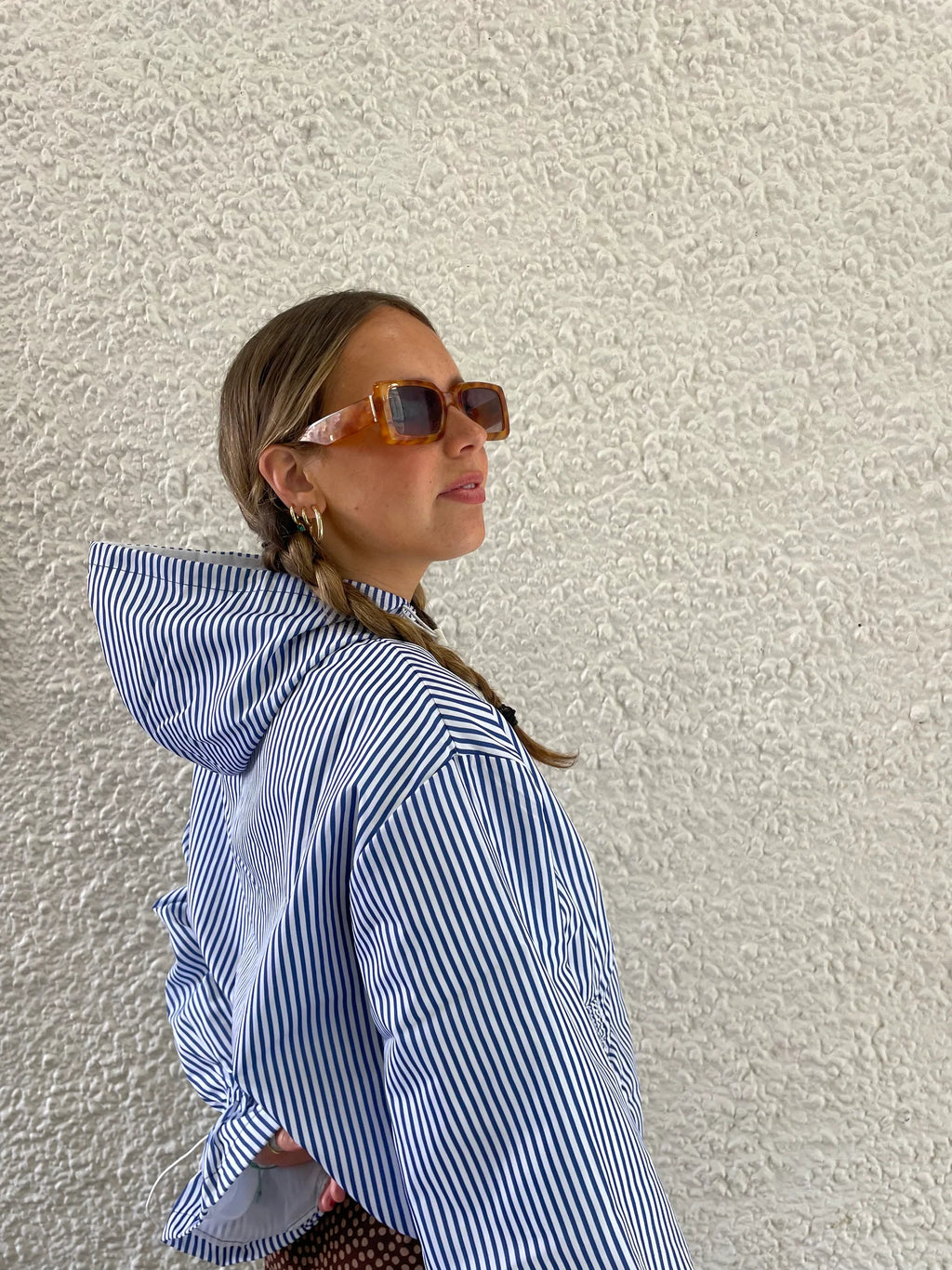 Ginny & Me Candy-Cane Blue Flared Waterproof Windbreaker Jacket