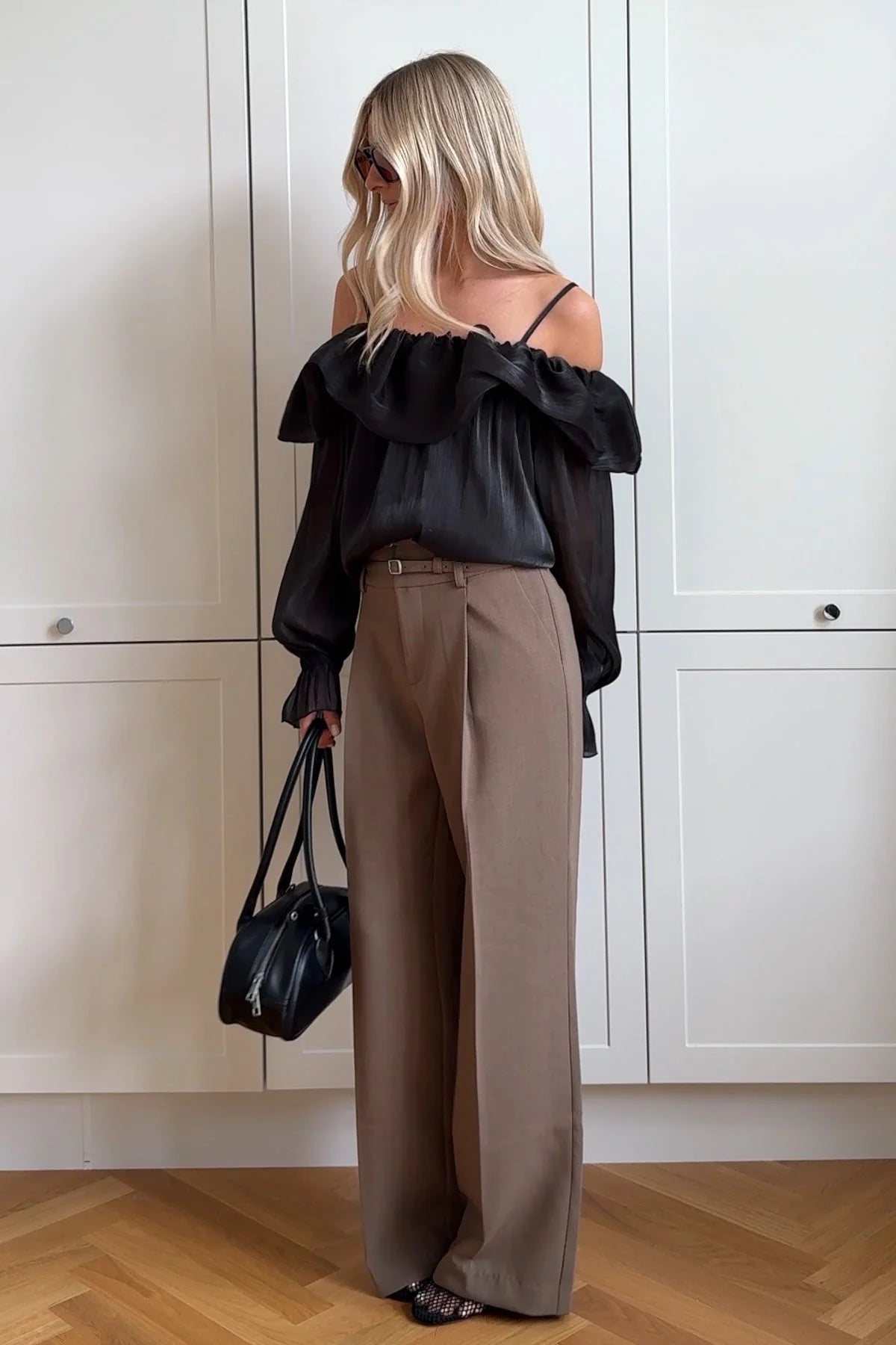 Noella Camel Brown Darryl High Waist Wide Leg Trousers