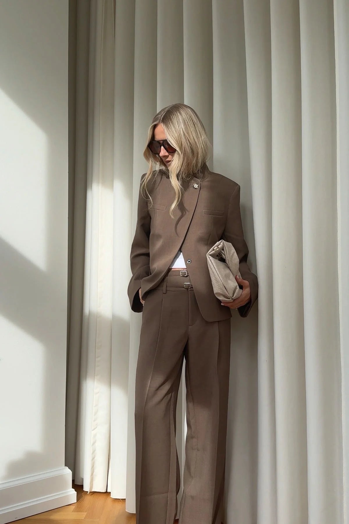 Noella Camel Brown Darryl High Waist Wide Leg Trousers