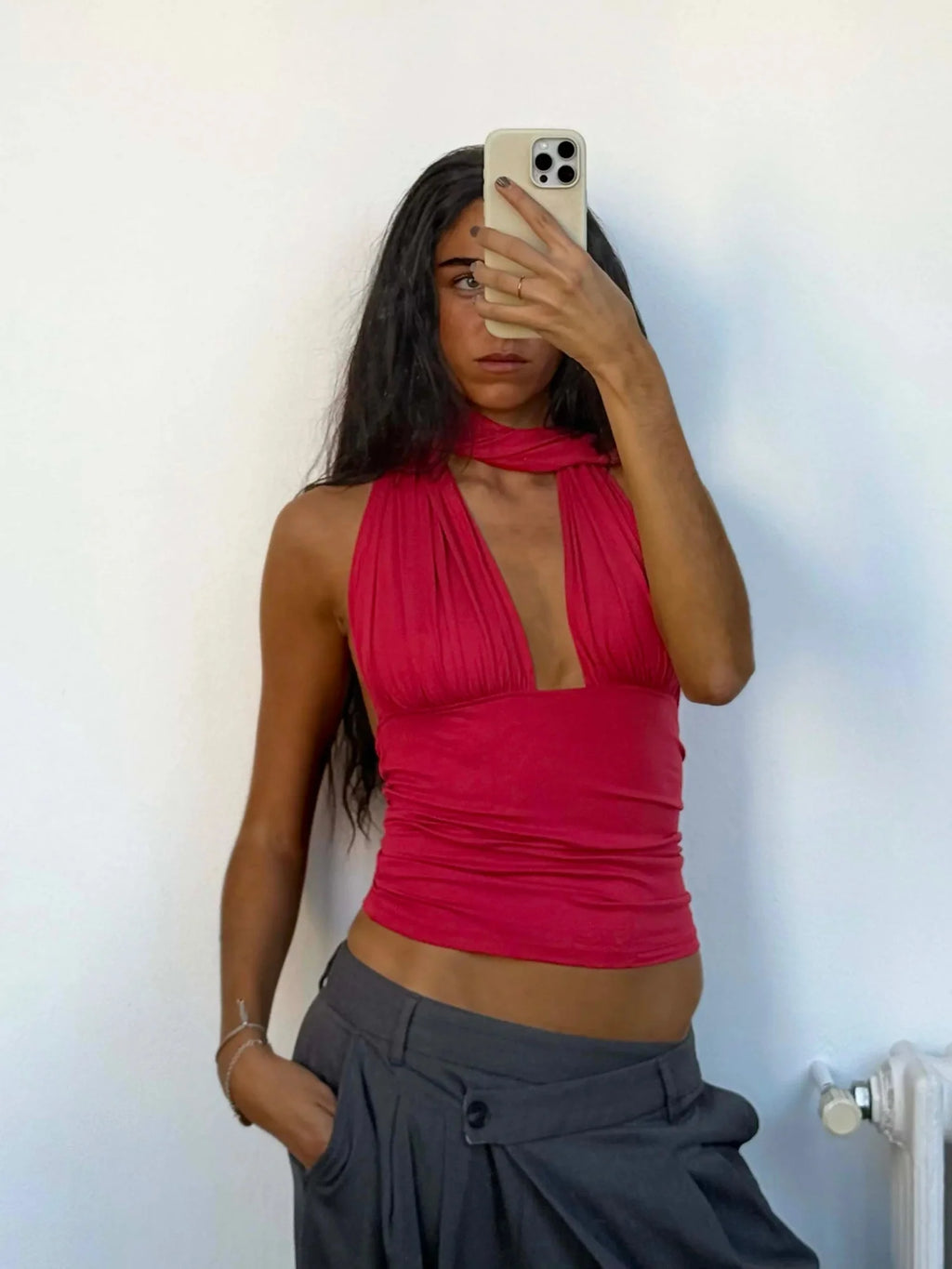 Susmies Isabela Cherry Red Halterneck Top