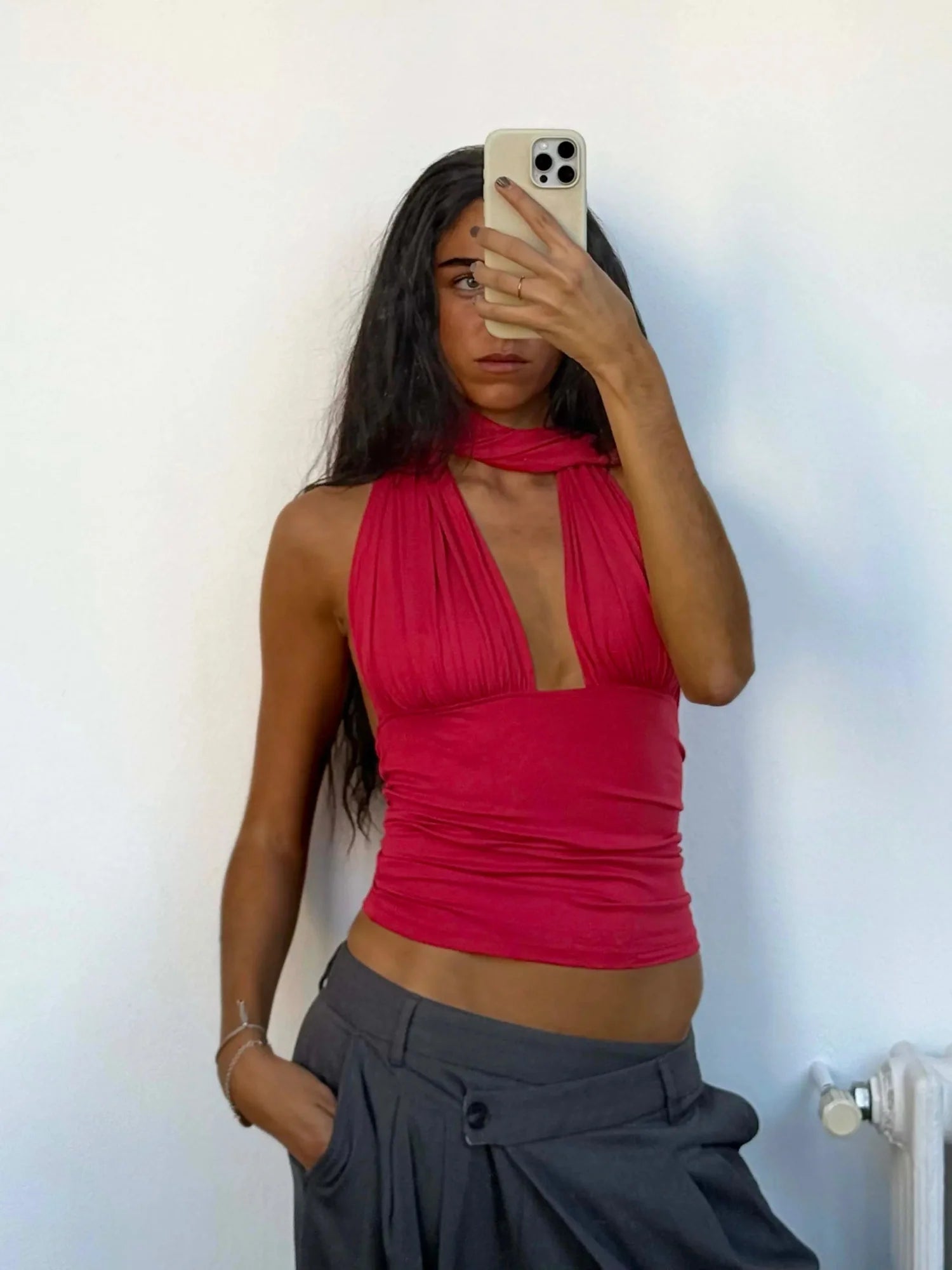 Susmies Isabela Cherry Red Halterneck Top
