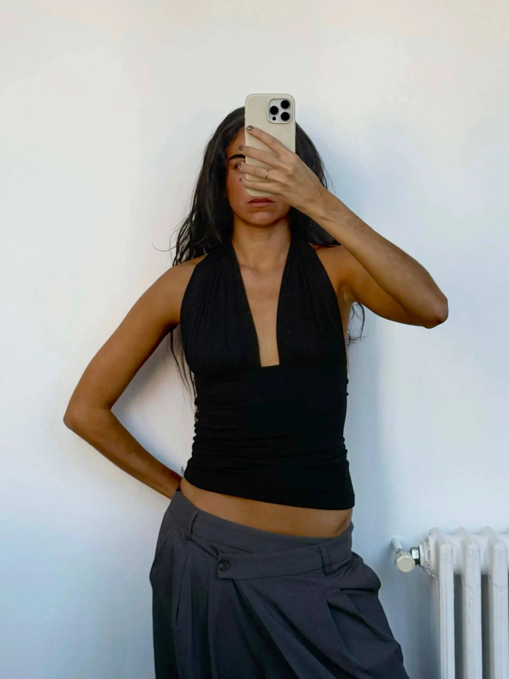 Susmies Black Isabela Halterneck Top