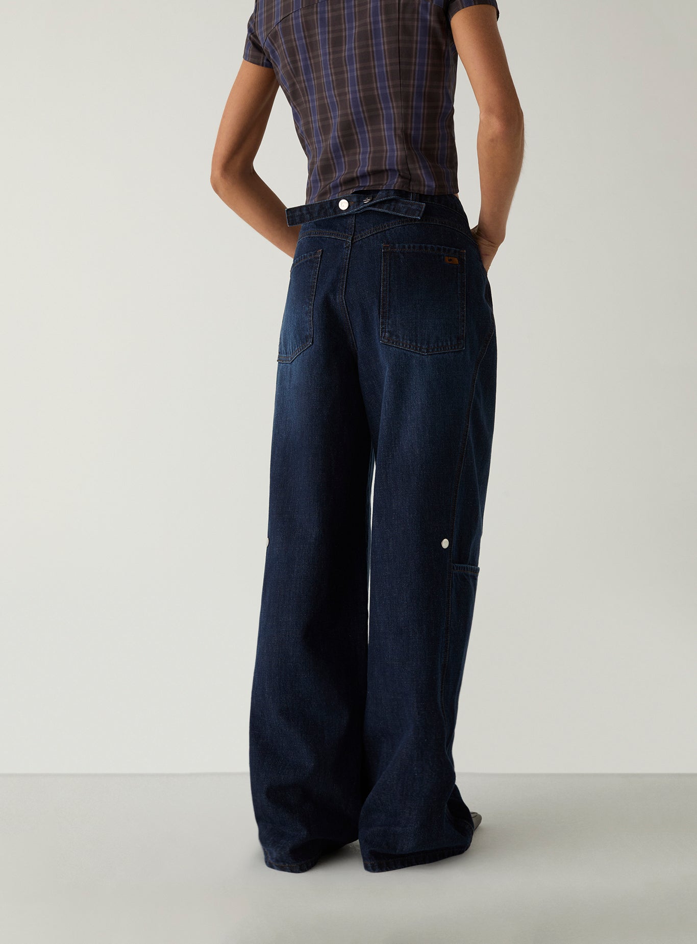 LAAGAM Rinse Blue Lodo Wide Leg Stud Detail Denim Jeans