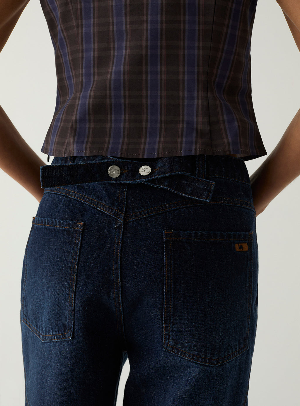 LAAGAM Rinse Blue Lodo Wide Leg Stud Detail Denim Jeans