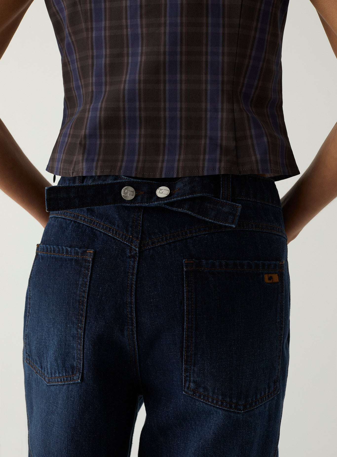 LAAGAM Rinse Blue Lodo Wide Leg Stud Detail Denim Jeans