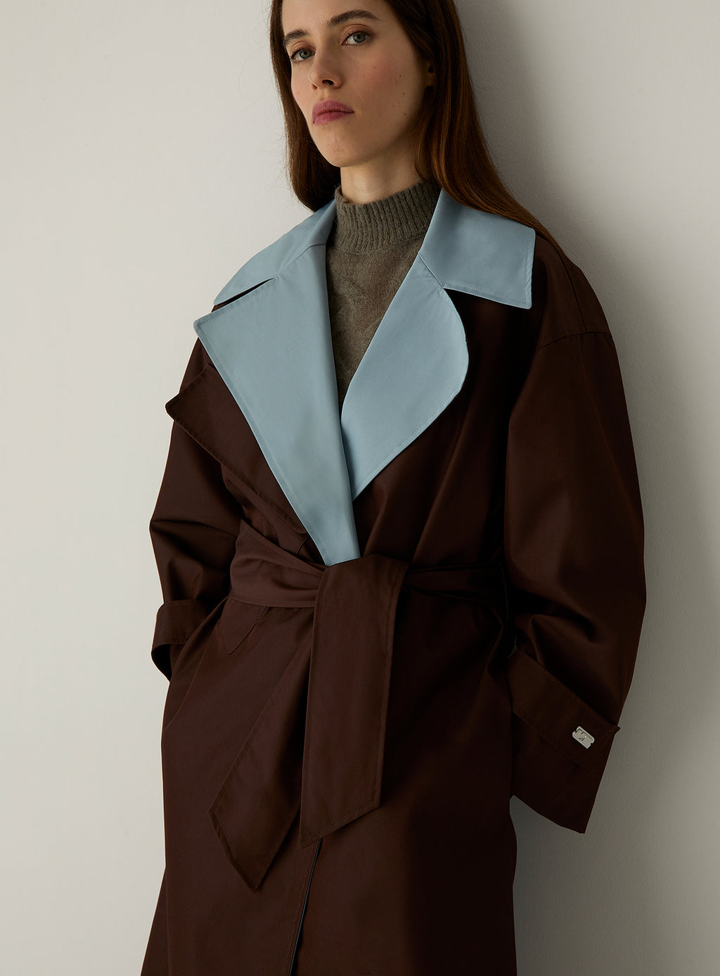 LAAGAM Brown & Blue Londres Oversize Waterproof Trench Coat