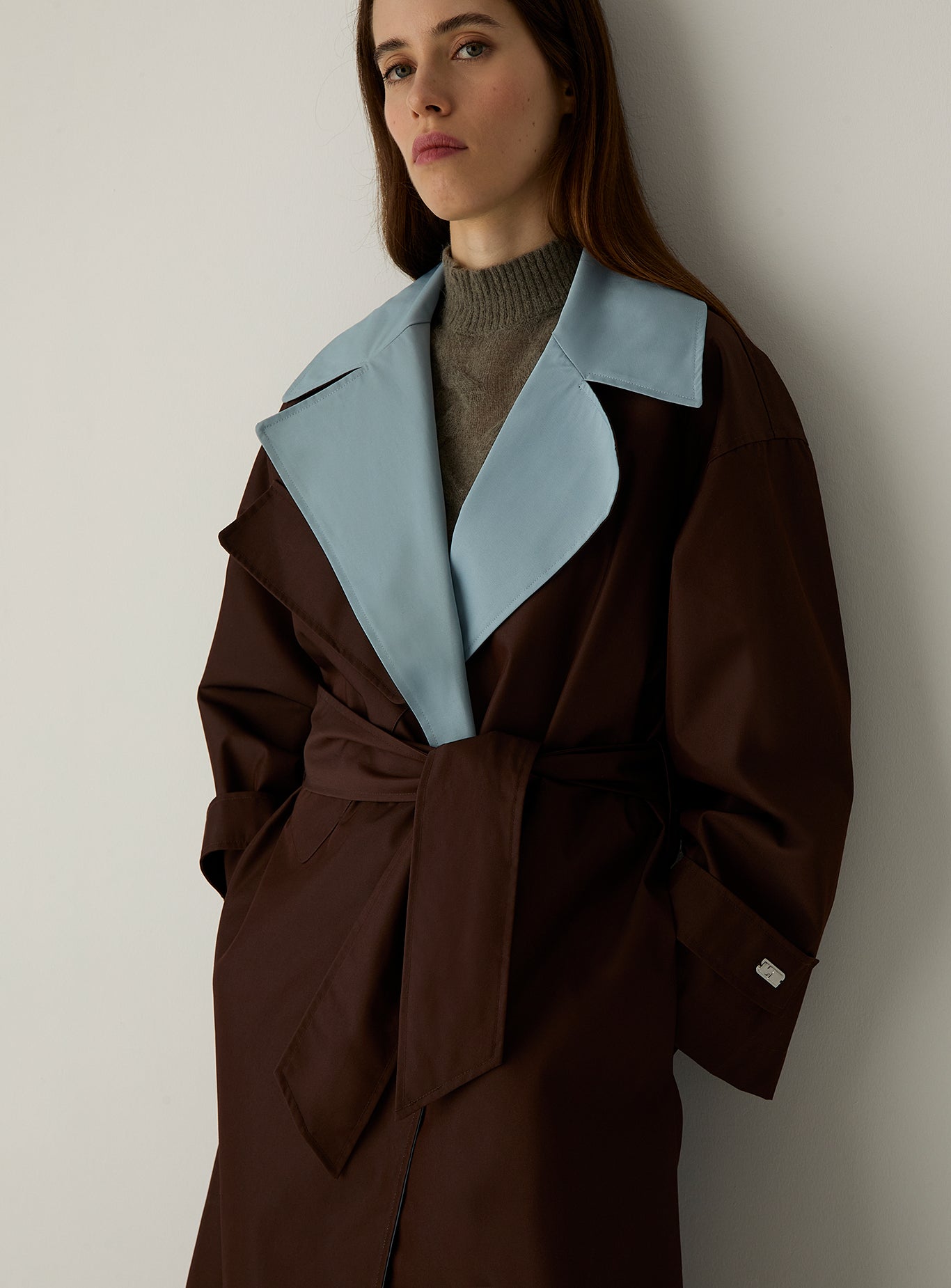 LAAGAM Brown & Blue Londres Oversize Waterproof Trench Coat